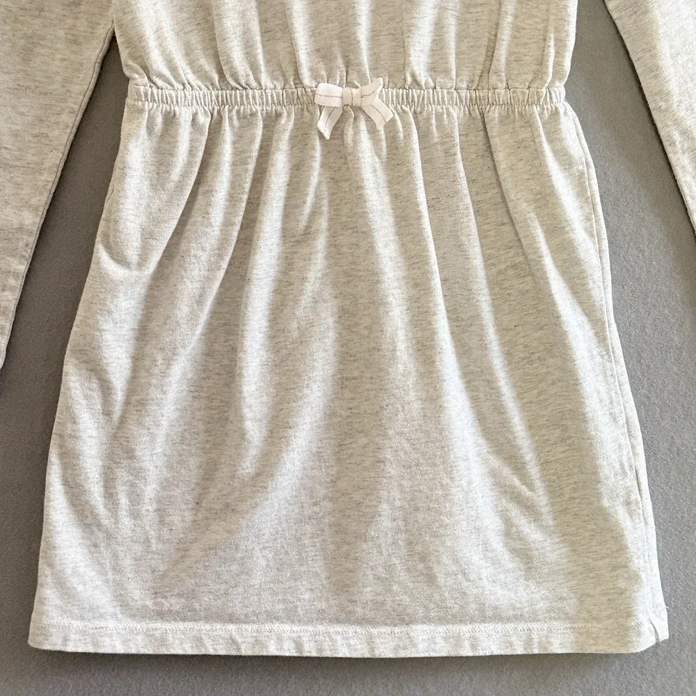 Gymboree Girls Tunic Dress Heather Grey, Pink Stripe Sleeve & Floral Pocket 10